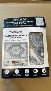 Wyatt & Ash Machine Washable Area Rug 5ft 3in x 7ft 5in Grey