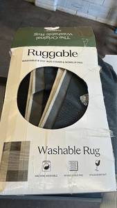Ruggable 8'x10' Washable Rug with Nonslip Pad, Striped Design
