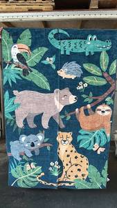 lot 34 image: Velveteen Area Rug 4ft x 6ft Jungle Fun Multi Animal Design