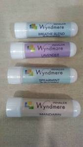 lot 238 image: NEW  Wyndmere All Natural Essential Oil Inhalers (4) compared to 5.79 ea. Breathe, Lavender, Mandarin, Spearmint.
