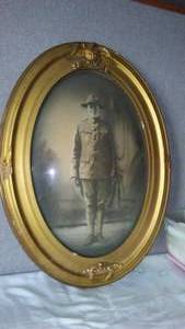 lot 314 image: WWI Soldier, Framed With Convex Glass, Embroidered Towels And More.