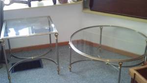 lot 329 image: Glass Top Accent Tables (2)