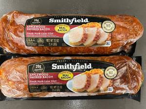 lot 49 image: I - 2 Smithfield Applewood Smoked Bacon Pork Loin Filets, 22 oz Each