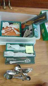 lot 27 image: Assorted Silverplate Spoons and Serving Pieces