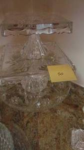 lot 50 image: 1- Rd and 2 Square Cake Plates
