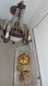 lot 63 image: Smaller Single Light with Prisms and Newer 4- Light smaller Chandler 12 x 22