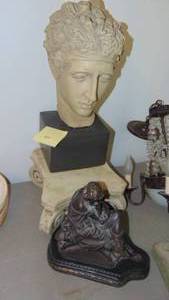 lot 65 image: Newer Head on Base, Goodses Statue and Corinthian Base