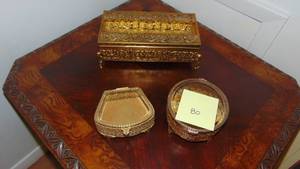 lot 80 image: 2- Fancy Jewelry Boxes- 1 asis and Hanky Box