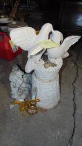 lot 121 image: Small Light, Angel Garden Statue and Dove Pedestal Garden Statue