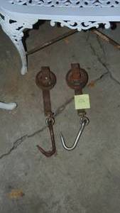 lot 126 image: 2- Barn Bail Hooks on Rollers