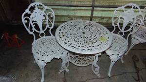 lot 127 image: Metal 3 Pc Patio Set, 2 Chairs and Table