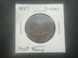 lot 6 image: 1837 Quebec Half Penny