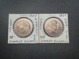 lot 15 image: (2) Summer Olympic Commemorative Medallions