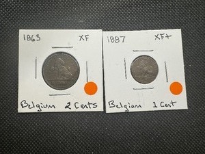 lot 64 image: (2) XF Belgian Coins from the 1800s