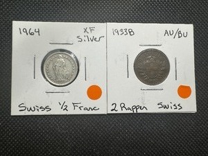 lot 65 image: (2) Higher Grade Swiss Coins Incl Silver