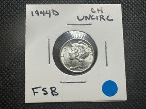 lot 73 image: 1944 D Choice Uncirculated Mercury Dime - FSB
