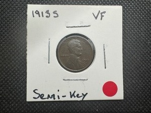 lot 76 image: 1913 S VF Semi Key Lincoln Cent