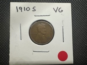 lot 77 image: 1910 S VG Better Date Lincoln Cent