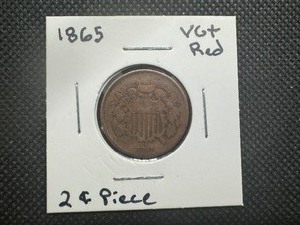 lot 89 image: 1865 VG Red 2 Cent Piece