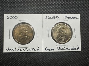 lot 92 image: (2) Uncirculated Modern Dollars