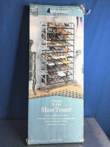 lot 4 image: Whitmor 10-Tier 50 Pair Rolling Rack with Locking Wheels Shoe Racks