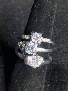 lot 31 image: 3 Stainless Steel Cubic Zirconia Rings Size 8