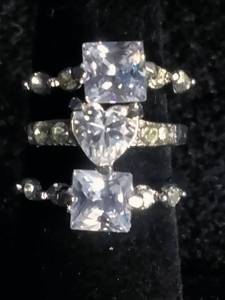 lot 28 image: 3 Stainless Steel Cubic Zirconia Rings Size 5