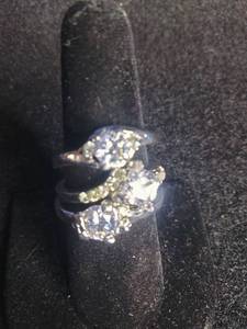 lot 30 image: 3 Stainless Steel Cubic Zirconia Rings Size 8.5