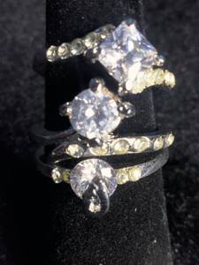 lot 29 image: 3 Stainless Steel Cubic Zirconia Rings Size 7