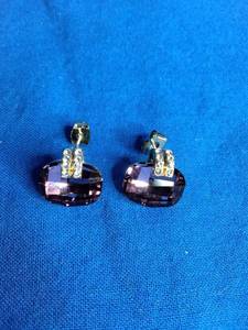 lot 27 image: X & O Gold Plated Cushion Cut Earring with Antique Pink Stones