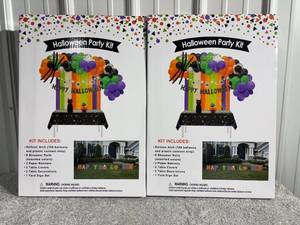 lot 4 image: Lot of 2 Happy Halloween Theme Party Decoration Kit (Arch, Banners, Table Decor, Yard) - NIB