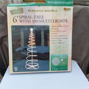 lot 10 image: 6 Spiral Tree with 300 Multi Lights Christmas Decoration