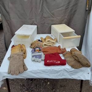lot 78 image: Work Gloves and Storage Bins