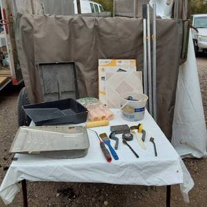 lot 201 image: Tile Pack, Paint Trays, Rollers, and Brushes