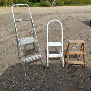 lot 102 image: Three Step Ladders in Various Sizes