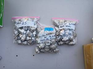lot 28 image: 3 Bags 14 Inch NPT Stainless Steel Union Fittings Approx 75 pcs