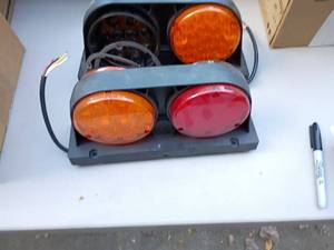 lot 46 image: Pair of LED Trailer Tail Light Assemblies with Red and Amber Lenses