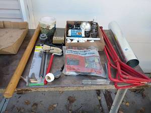 lot 62 image: Garage and Plumbing Supply Group with Tools and Hardware