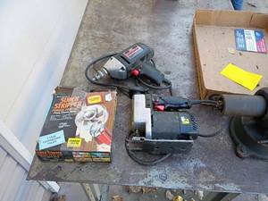 lot 65 image: Vintage Power Tools Lot with Super Stripper Attachment