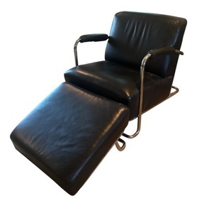 lot 2A image: U - Vintage Art Deco Leathercraft Chair with Ottoman