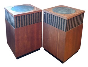 lot 10 image: LR - Pair of Vintage Harman-Kardon HK-50 Omnidirectional Loudspeaker Systems