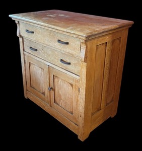 lot 14 image: LR -  Vintage Wooden Commode  Wash Stand  with Drawers