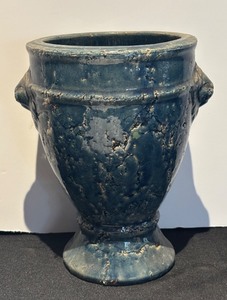 lot 65R image: L - Aldik Lion Urn Vase with Blue Marble Glaze