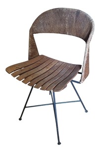 lot 67R image: K - Vintage Chair with Wood Slat Seat and Woven Backrest
