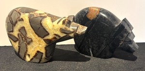 lot 73R image: L - Pair of Stone Animal Carvings