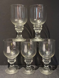 lot 78R image: Set of 5 Clear Glass Goblet Stemware
