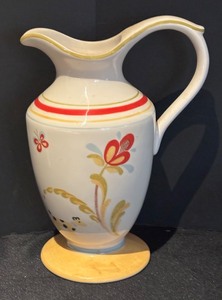 lot 105R image: K - Waterford Great Room Formosa Ceramic Pitcher with Floral Design