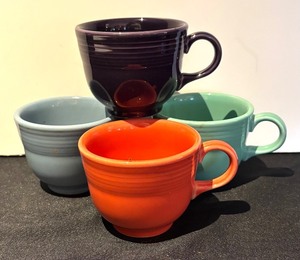 lot 114R image: K - Set of 4 Fiesta Ceramic Cups in Assorted Colors