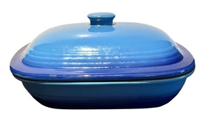 lot 119R image: K - Blue Enameled Covered Casserole Dish