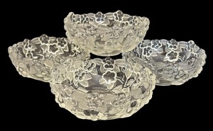 lot 146R image: K - Set of 4 Crystal Floral Pattern Bowls